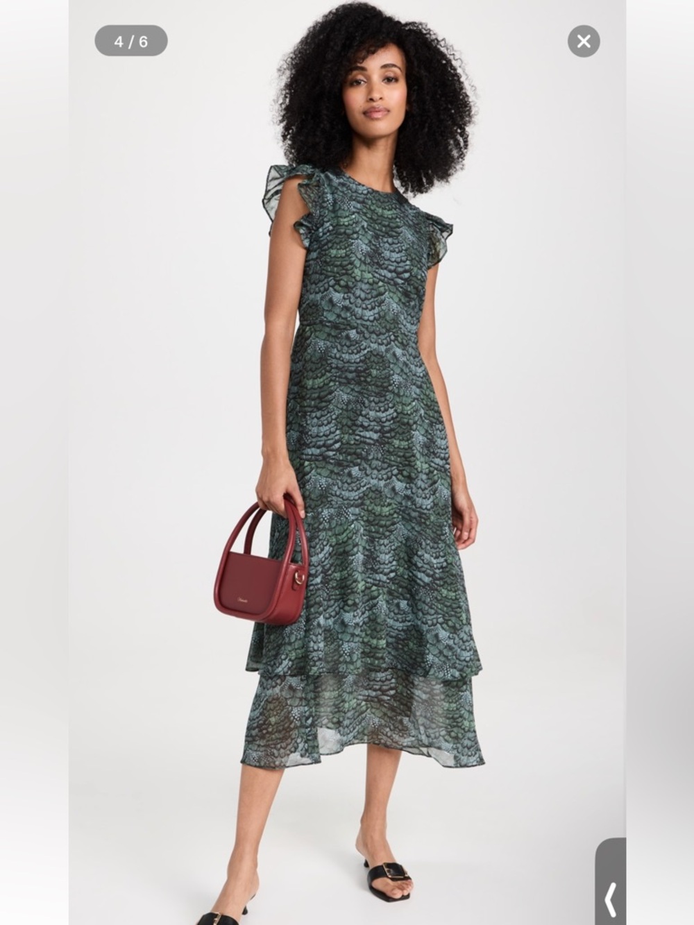 Scotch & Soda Flounce Ruffle Sleeve Midi Dress Size 34